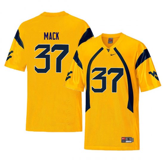 Men's West Virginia Mountaineers NCAA #37 Kolby Mack Yellow Authentic Nike Throwback Stitched College Football Jersey CZ15Z14UQ